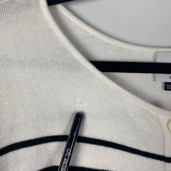 Cabi  Turnabout Reversible Cardigan Sweater Medium black n white stripes 6164 - Picture 4 of 10